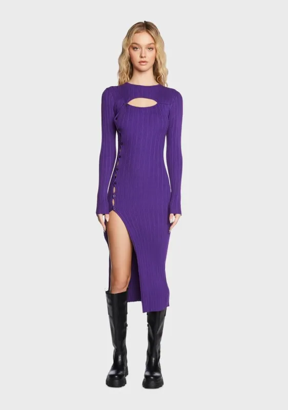 Plum Shortcut Midi Dress sold by Dolls Kill