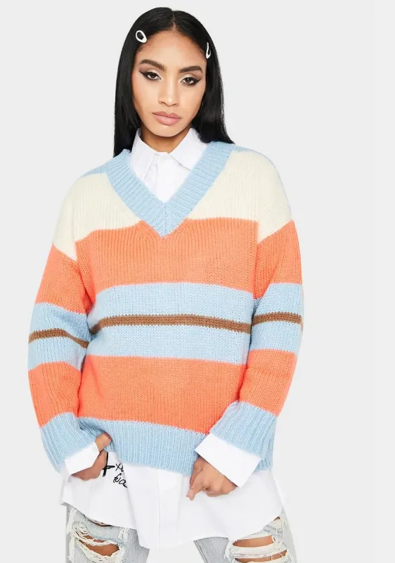 Foxy Fire Striped Sweater sold by Dolls Kill