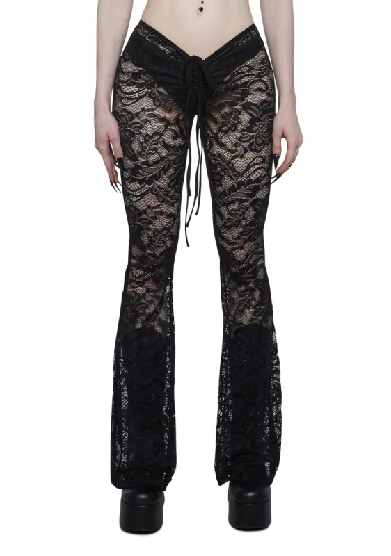Ominous Whispers V-Cut Lace Pants sold by Dolls Kill