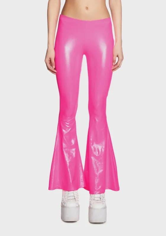 Pink Shimmer Flare Pants sold by Dolls Kill