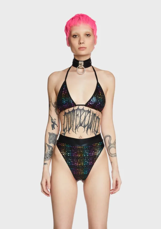 Rainbow Dot Bikini Top sold by Dolls Kill