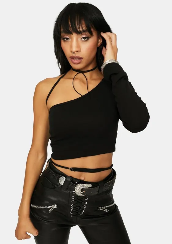 Ink Style Icon One Shoulder Crop Top sold by Dolls Kill