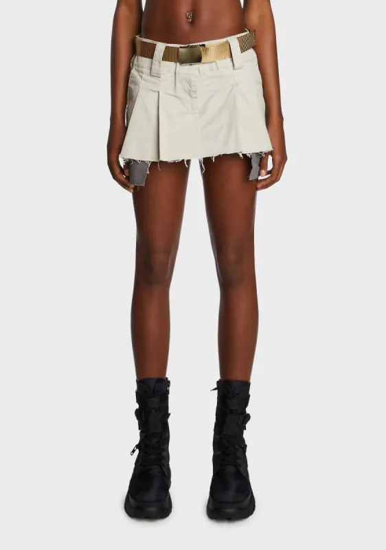 Khaki Viral Attitude Pleated Mini Skirt sold by Dolls Kill