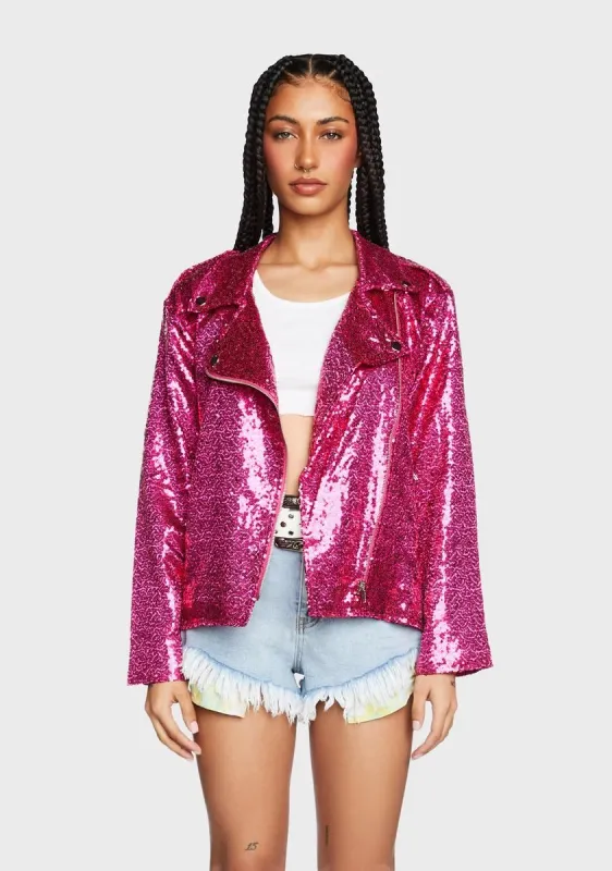 Sparks Of Joy Sequin Moto Jacket sold by Dolls Kill