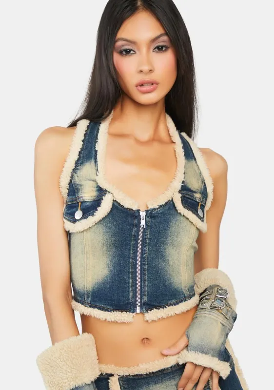 Lara Denim Top sold by Dolls Kill