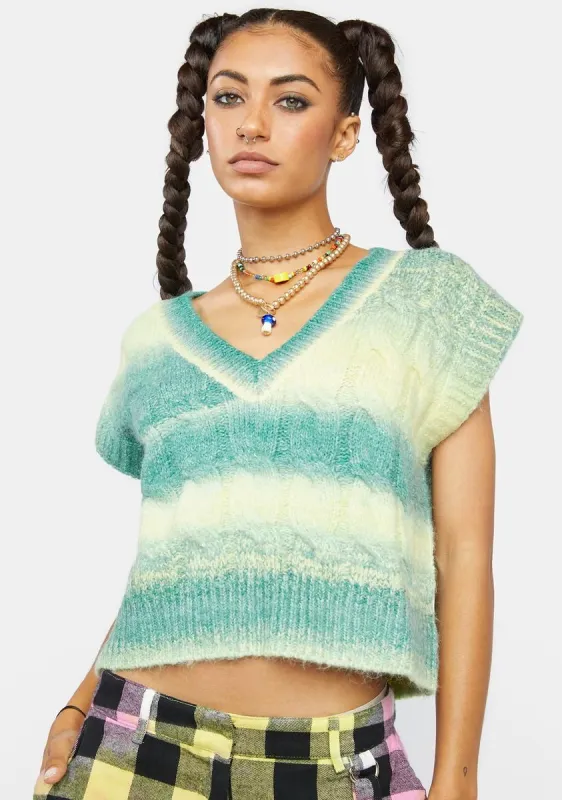 Green Multi Knit Sweater Vest sold by Dolls Kill