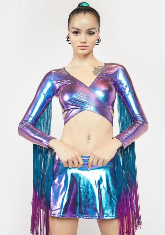 Euphoric Element Fringe Wrap Top sold by Dolls Kill