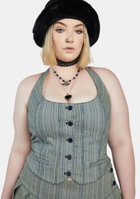 Plus Sliding Doors Pinstripe Vest sold by Dolls Kill