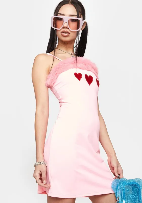 Pink Heart Embroidered Dress sold by Dolls Kill