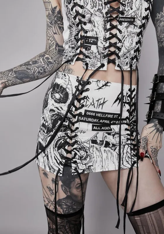 Thrash Into Me Lace-Up Skirt sold by Dolls Kill