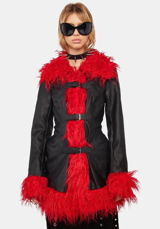 No Bad Vibes Faux Fur Jacket sold by Dolls Kill