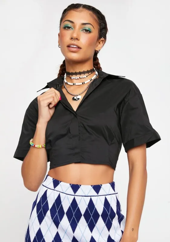 Boss Attitude Button Up Crop Top sold by Dolls Kill