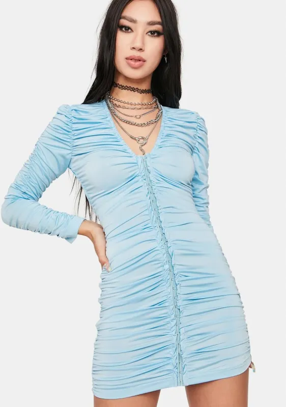 Sky Wind Ruched Mini Dress sold by Dolls Kill