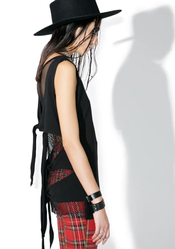 Fishnet Tie Back Tank sold by Dolls Kill