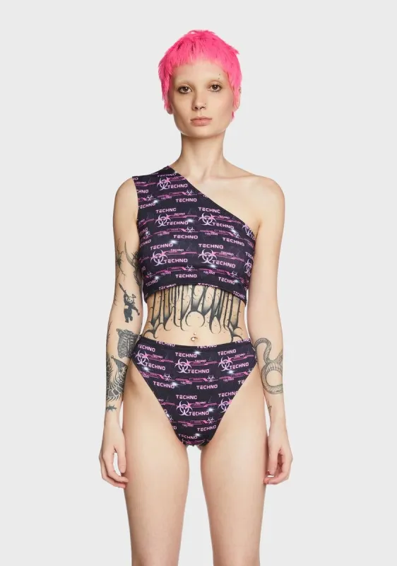 One Shoulder Techno Print Top sold by Dolls Kill