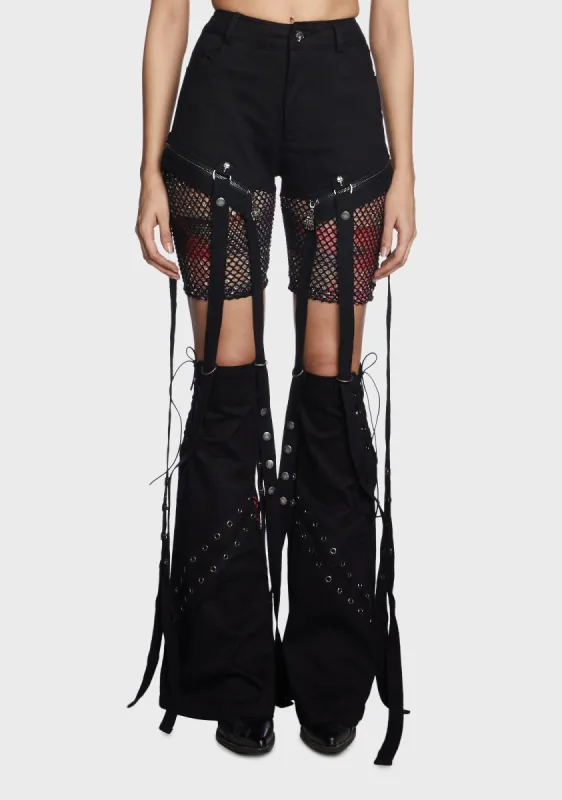 Irregular Flared Detachable Trousers sold by Dolls Kill