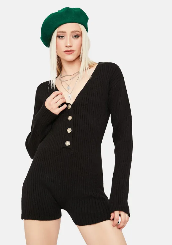 Chill Takeover Knit Ribbed Romper sold by Dolls Kill