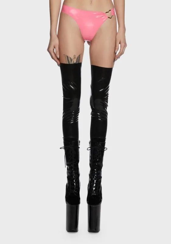 Pink Broken Hearts Latex Thong sold by Dolls Kill