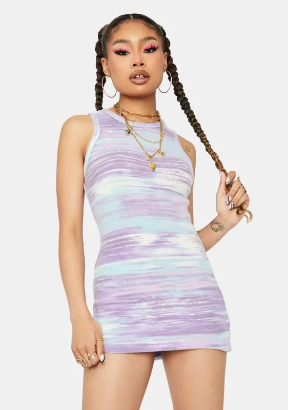 Lavender Broken Down Fuzzy Abstract Mini Dress sold by Dolls Kill