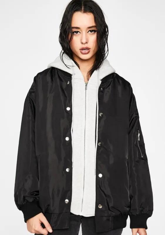 Lowkey Chillin' Layered Bomber Jacket sold by Dolls Kill