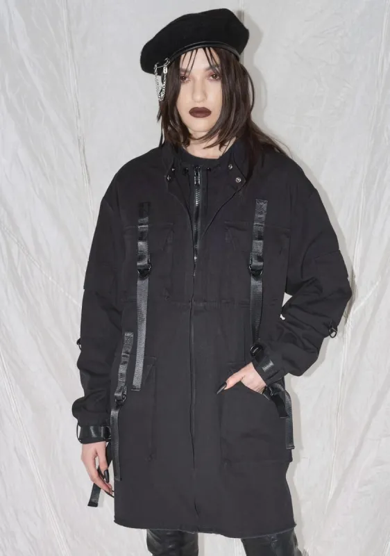 Synth Unisex Washed Utility Jacket sold by Dolls Kill