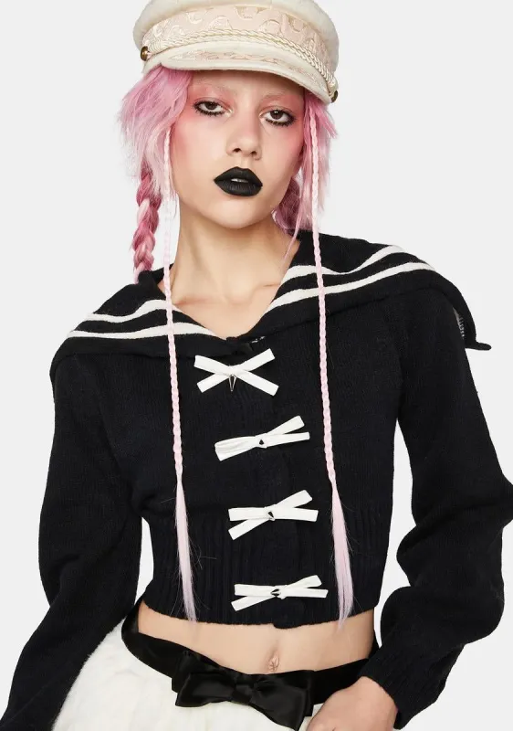 Bow Clip Sailor Collar Sweater sold by Dolls Kill