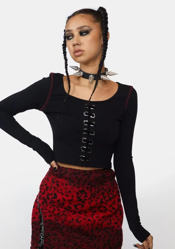 Punk Long Sleeve Crop Top sold by Dolls Kill