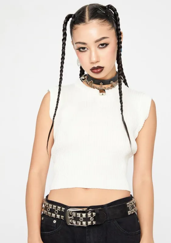 Cream True Rib Knit Sweater Vest sold by Dolls Kill