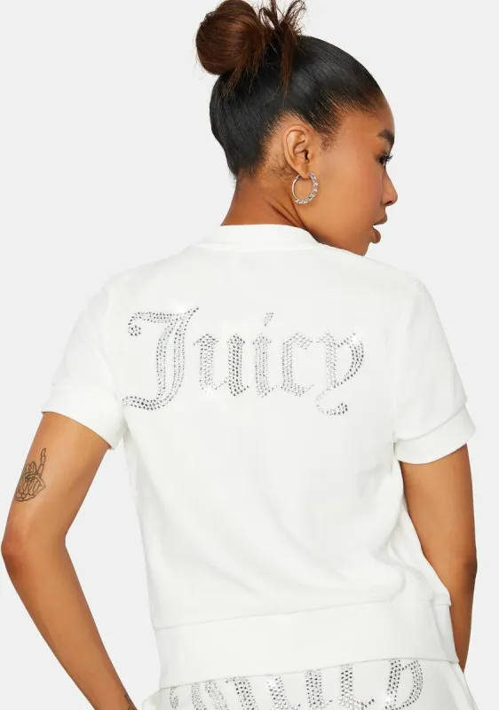 Cream Soda Short Sleeve Big Bling Velour Jacket sold by Dolls Kill