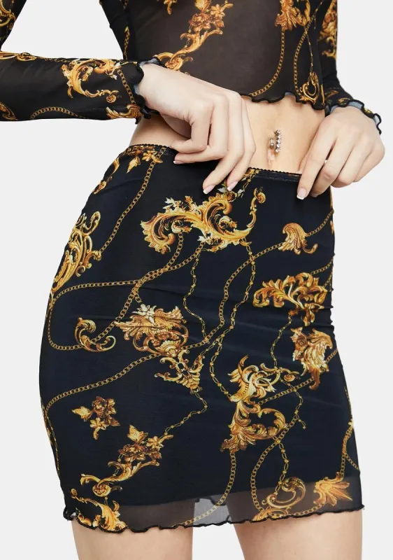 Baroque Lifestyle Mesh Mini Skirt sold by Dolls Kill