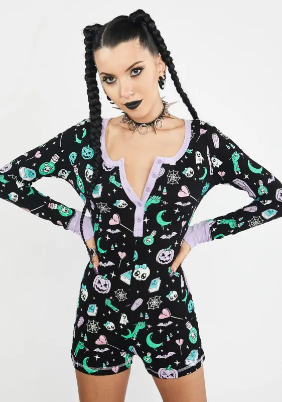 Potions And Poisons Thermal Romper sold by Dolls Kill