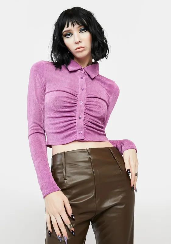 Plum Happiest Of Days Button Up Top sold by Dolls Kill