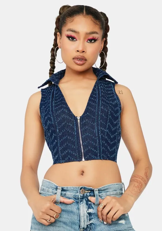 Y2K Realness Denim Corset Top sold by Dolls Kill
