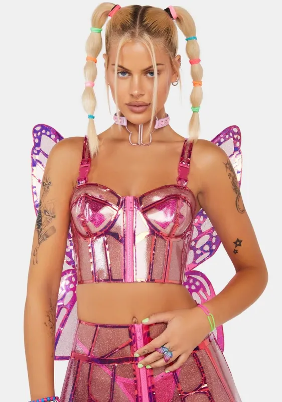 Fairy Butterfly Supreme Holographic Bustier Top sold by Dolls Kill