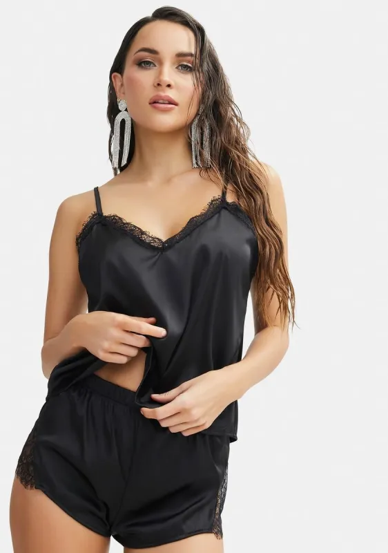 Noir Beauty Sleep Satin Set sold by Dolls Kill
