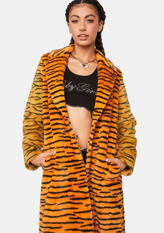 Tiger Faux Fur Coat sold by Dolls Kill