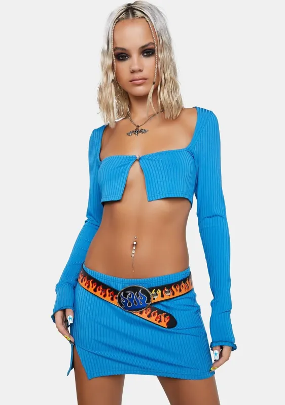 Sapphire Flirt Instinct Skirt Set sold by Dolls Kill