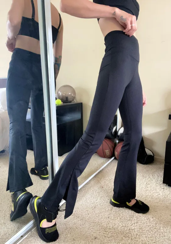 Up And Out Bootcut Leggings made by Dolls Kill