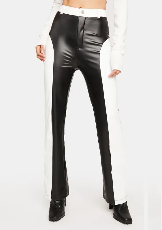 Night Modern Living Two Tone Vegan Leather Pants sold by Dolls Kill