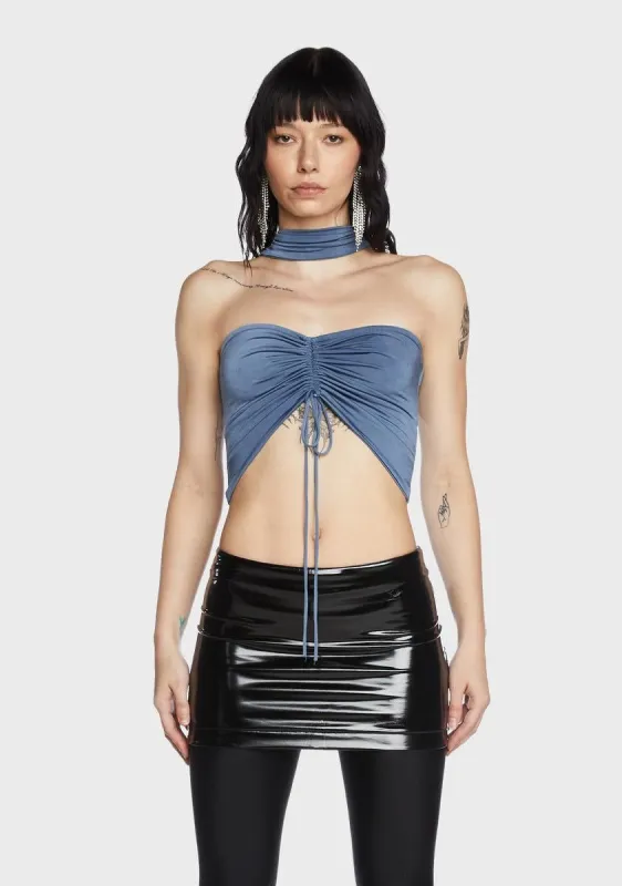 Paloma Drawstring Choker Top sold by Dolls Kill