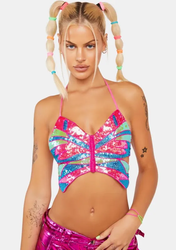 Neon Playa Dreamin' Butterfly Top sold by Dolls Kill