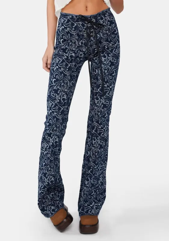 Whirlwind Weekend Denim Flares sold by Dolls Kill