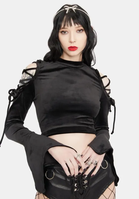 Night There You Were Flare Velvet Top sold by Dolls Kill