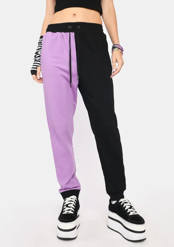 Purple Colour Block Track Pants sold by Dolls Kill