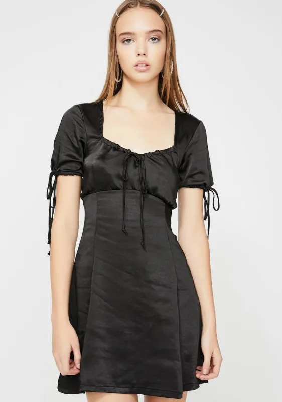 Black Guenette Satin Dress sold by Dolls Kill