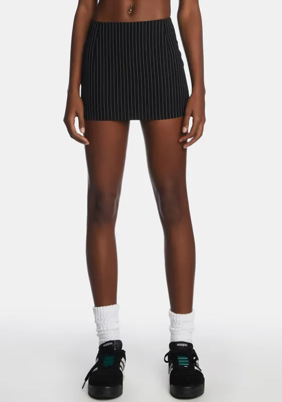 Pinstripe Black Ima Mini Skirt sold by Dolls Kill