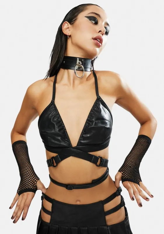 Night Craze Vegan Leather Bra Top sold by Dolls Kill