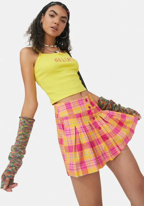 Chasing Sunshine Plaid Mini Skirt sold by Dolls Kill