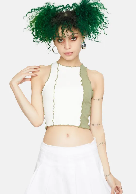 Sage Contrast Crop Top sold by Dolls Kill