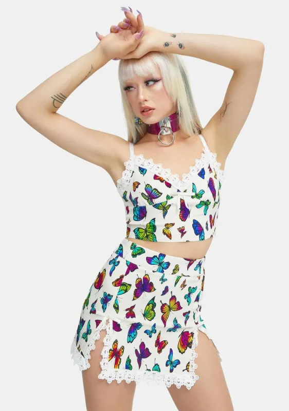 Ivory One Of A Kind Cami And Skirt Set sold by Dolls Kill